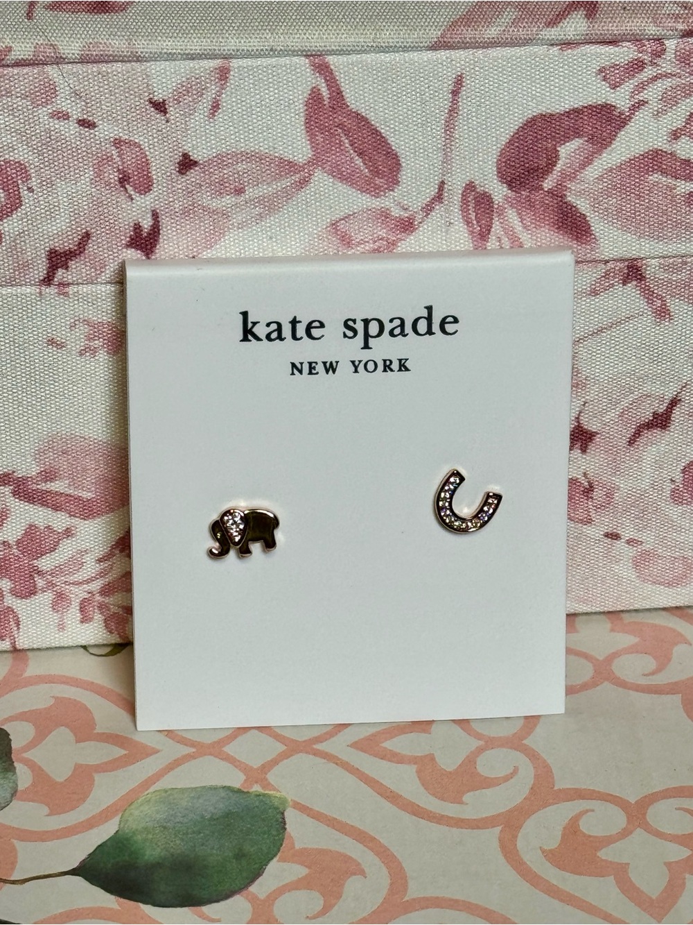 kate spade New York Rose Gold Elephant & Horseshoe Stud Earrings